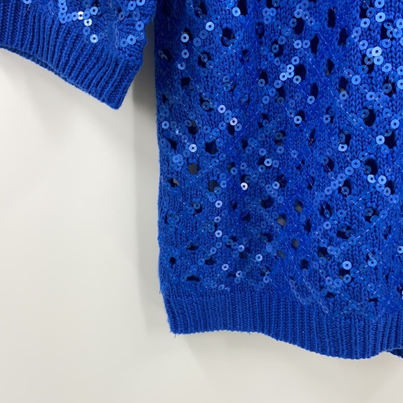 Blue crochet vibe knit sweater with sequins - Picture 5 of 10